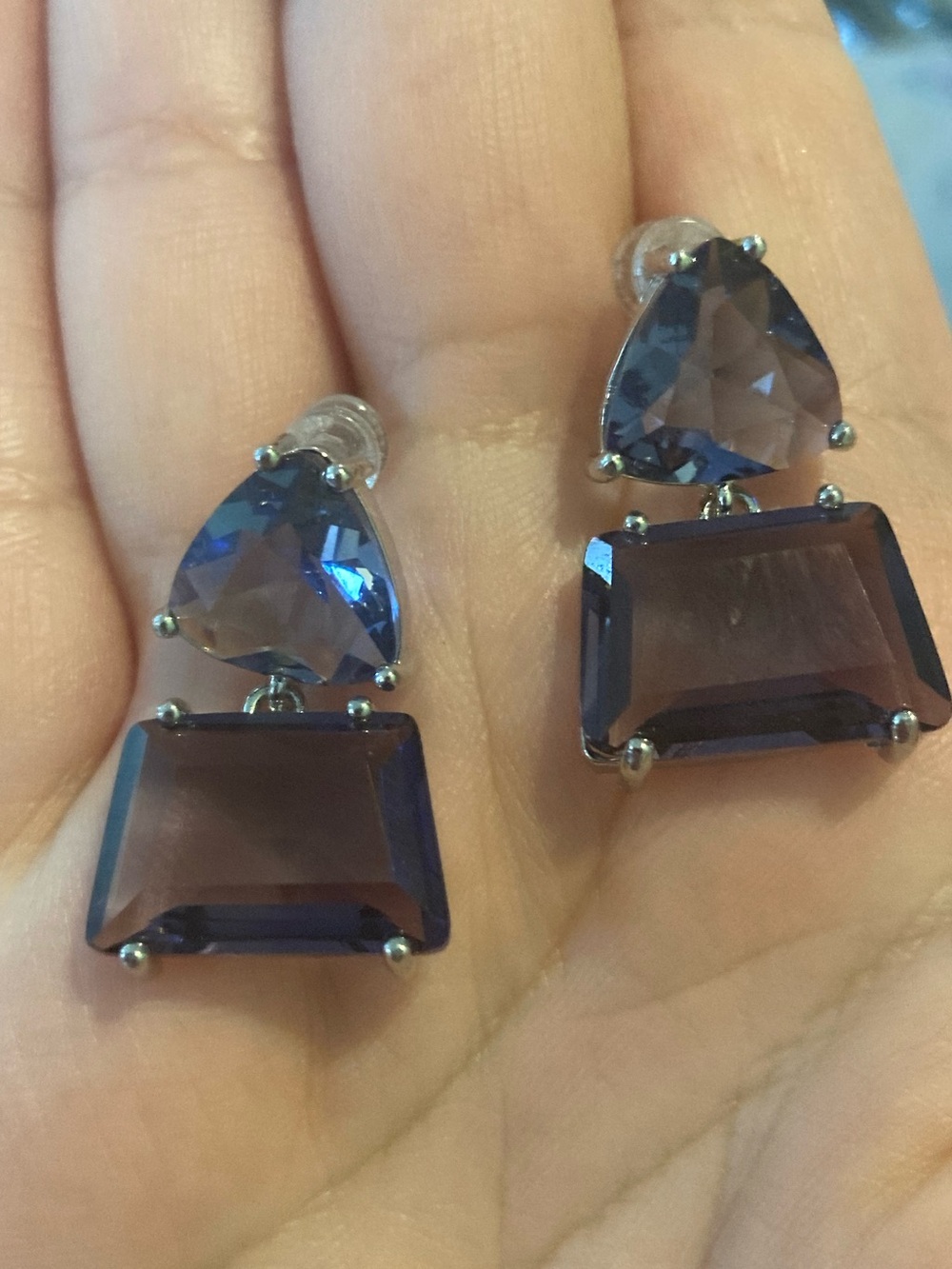 Purple CZ Drop Earrings